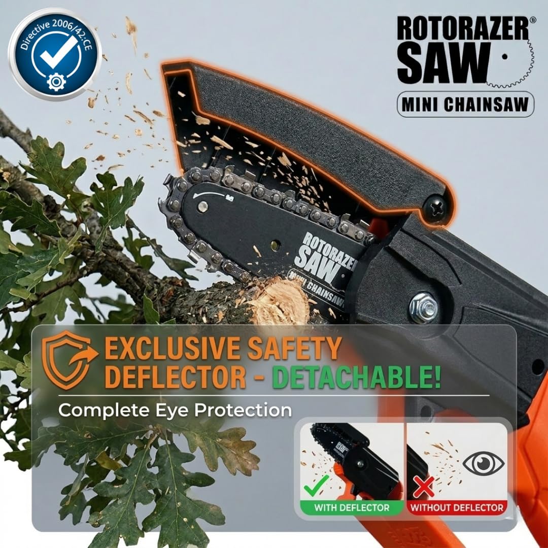 Elektrische Mini-Kettensäge, 21 V, tragbar, kabellos, mit Akku und Ladegerät, zum Schneiden von Holz und Gartenzweigen, Gartenwerkzeug