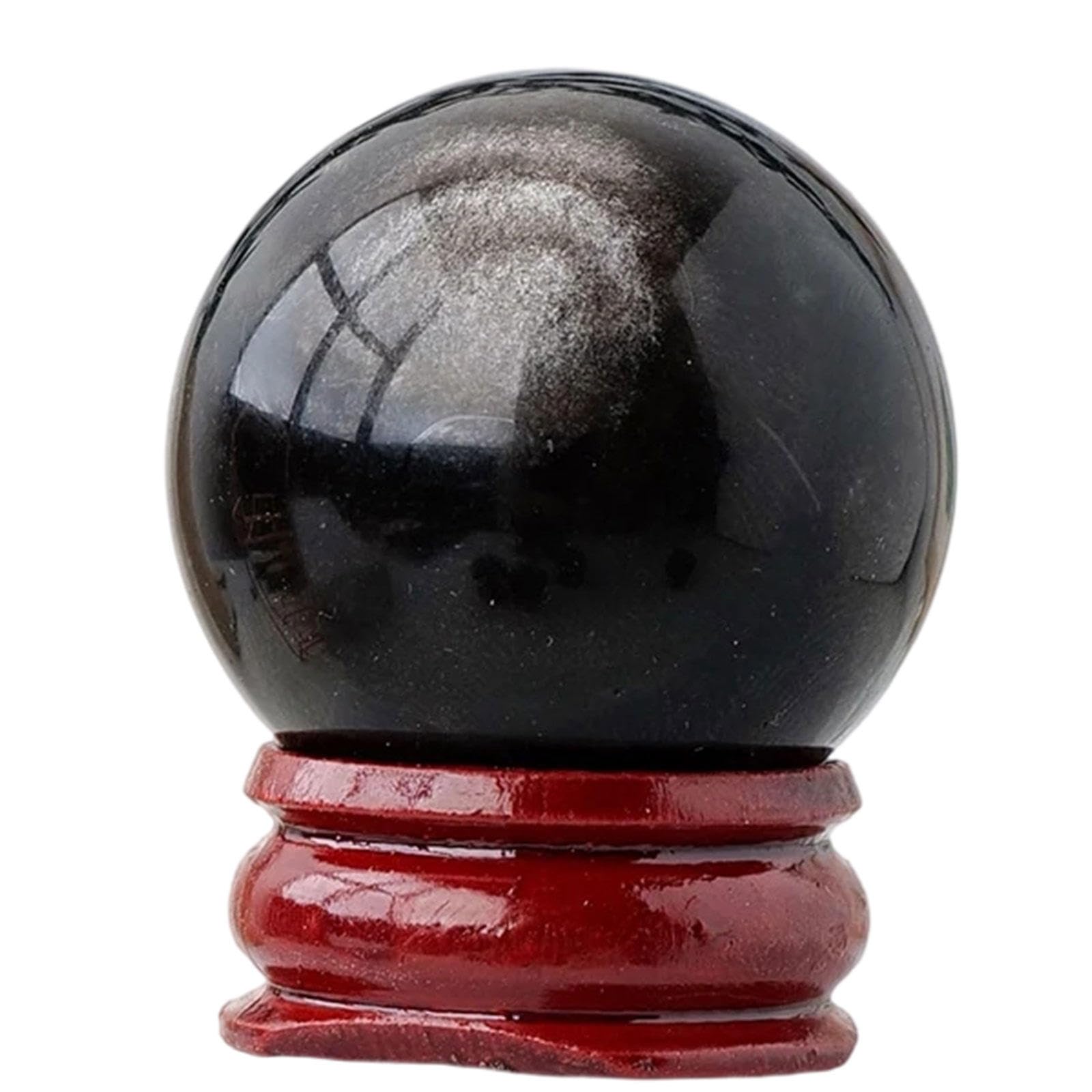Ylquxeuv One Color Silver Obsidian Ball Ornaments Crystal Raw Stone Polished Home Office,25-30Mm