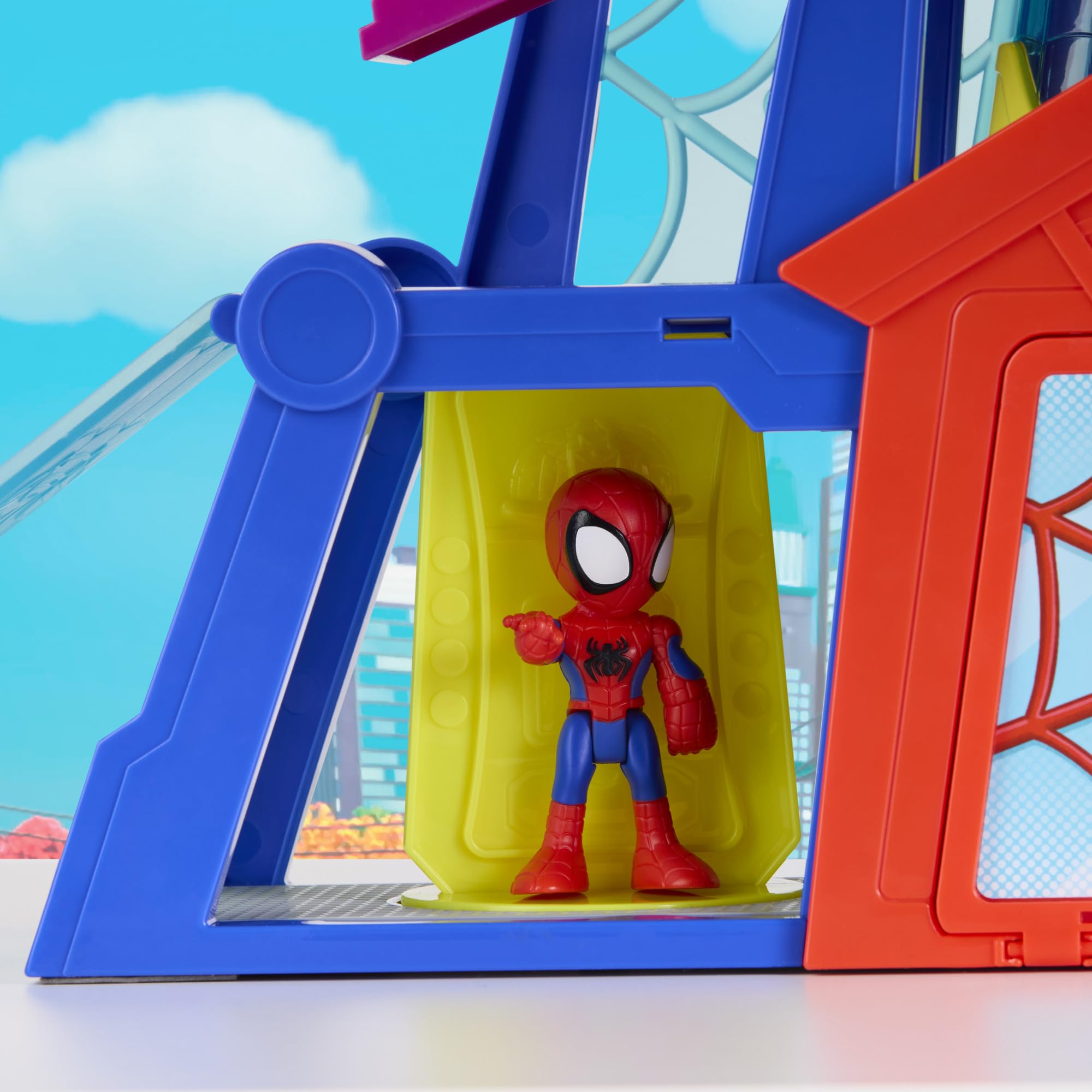 Marvel Spidey and His Amazing Friends, Rescue-Webs, Aracnocuartel, Set de Juego con Figuras de 7,6 cm y vehículo de Juguete, Juguetes de superhéroes para niños pequeños, Edad: A Partir de 3 años