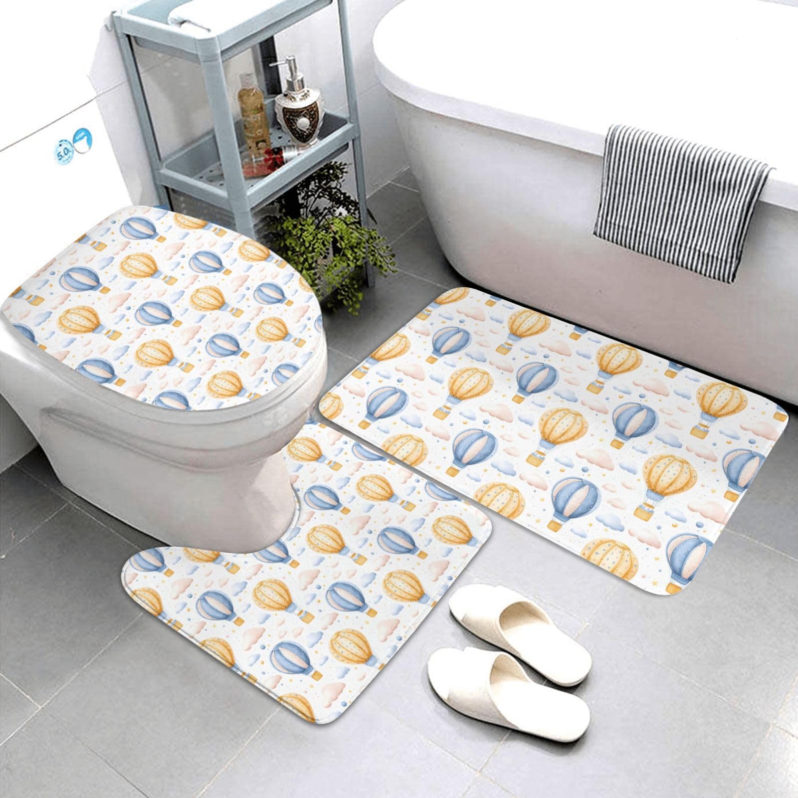 Tapis de salle de bain et contour WC en U lavable pour éviter les sols humides