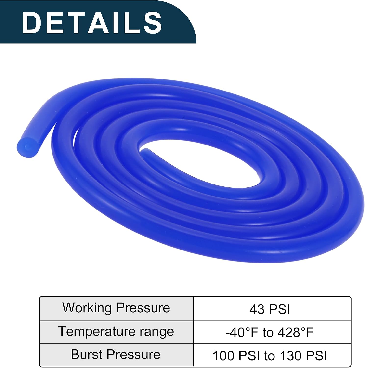 Silicone Vacuum Tubing Hose 130PSI Max Pressure High Temperature Automotive Vacuum Line Blue 1 Pcs 4Ft 1/16" 2mm ID 3mm Thickness