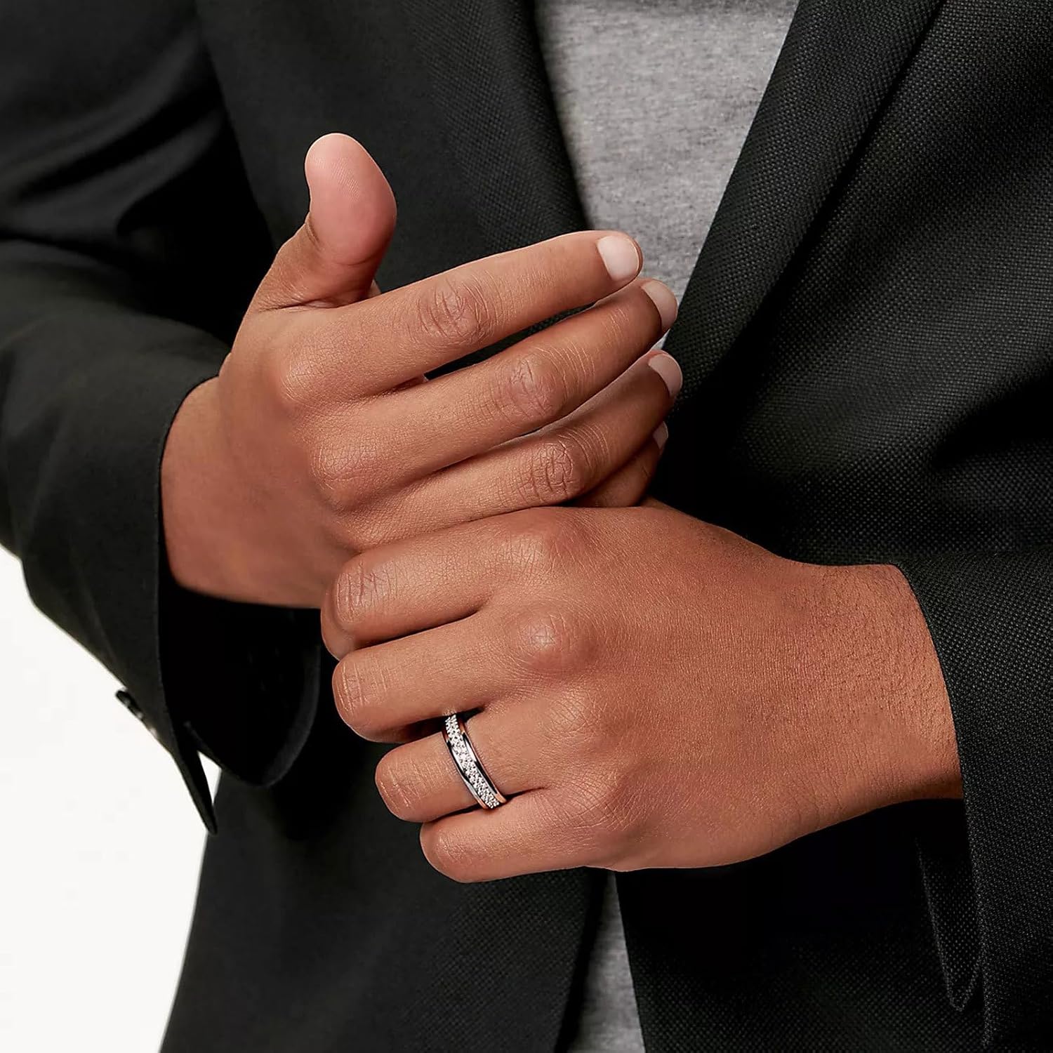 S925 Mens Wedding Rings AAAAA Cubic Zirconia Wedding Band Engagement Rings for Him Size 8-12
