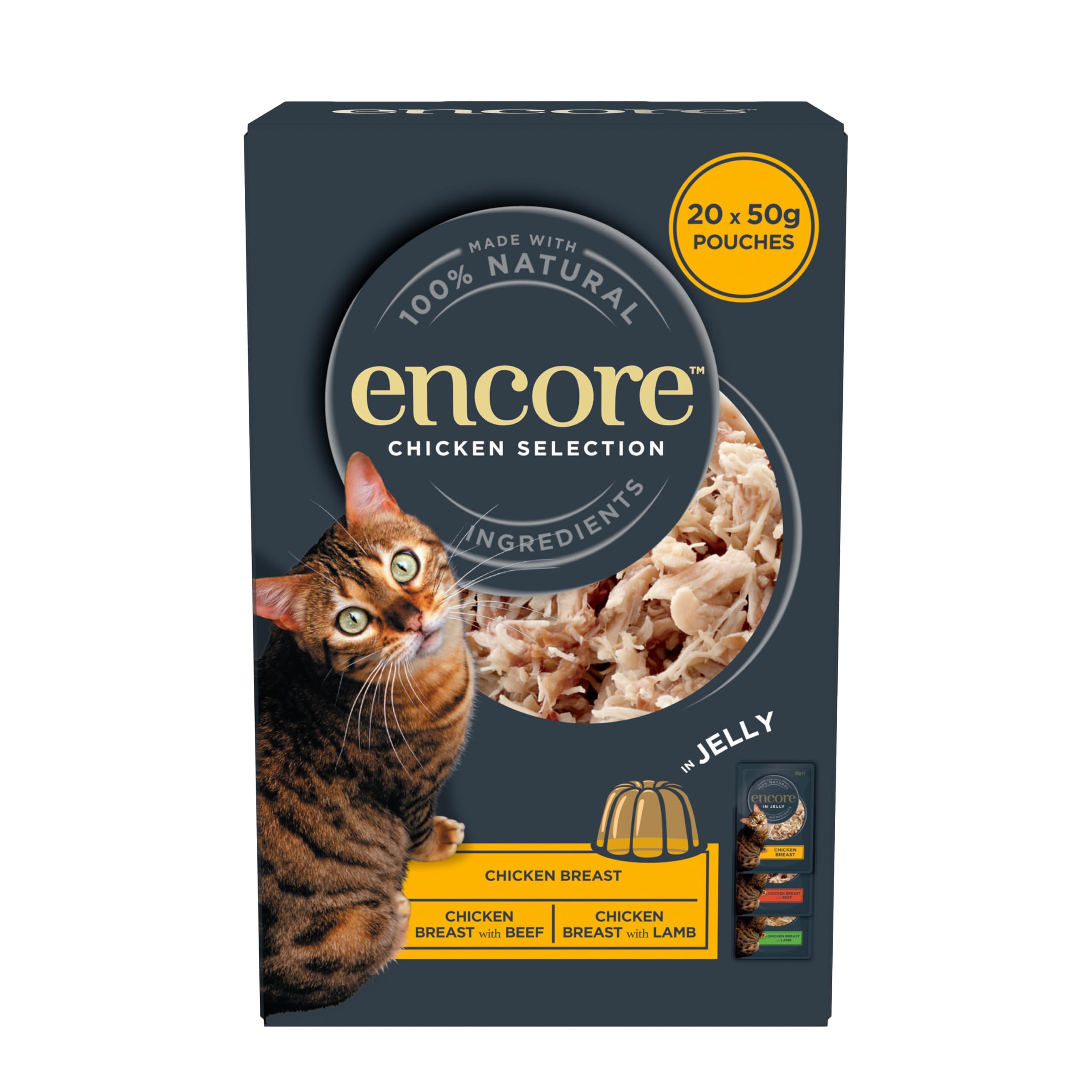 40 X 50G Encore 100% Natural Wet Cat Food Pouches Chicken Selection In Jelly from B&Q