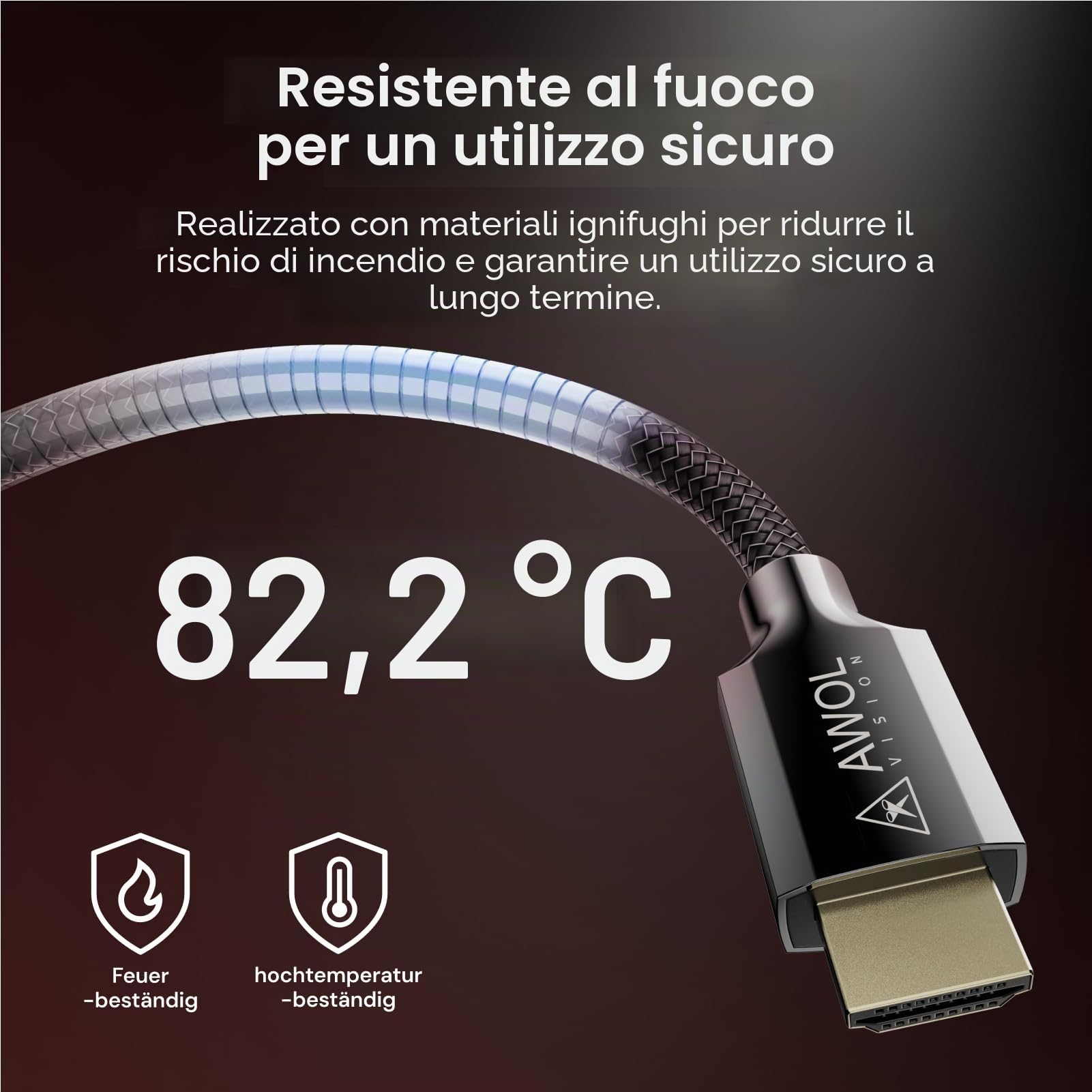AWOL VISION Cavo HDMI 2.1 Certificato 8K 2M, Cavo HDMI Ultra Alta Velocità 48Gbps 8K@60Hz, 4K@120Hz, 2K@144Hz, Compatibile con PS5/Xbox/TV/PC/Proiettore (HC-002)