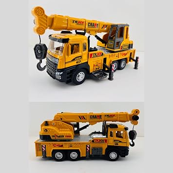 Giffy/Oyuncak İş Makinesi Sesli Işıklı Çek Bırak Vinç, Kule Vinç ve Kepçe 30 Cm Aksesuarlı Kapıları Açılan (Vinç)