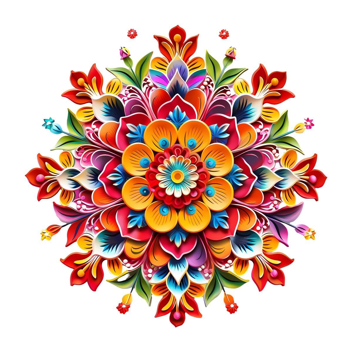 Rsbhub Rangoli Stickers for Door Entrance 32x32 cm | Self Adhesive Vinyl Genda Rangoli for Diwali Decoration | Waterproof Reusable Floor and Wall Stickers for Pooja Room Home and Festive Décor-image-17
