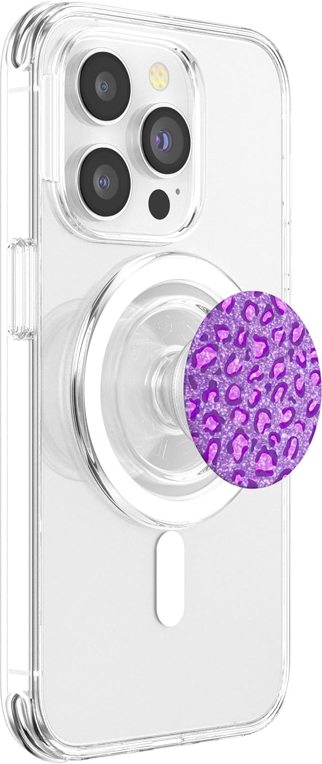 Cute Purple Leopard Print Pattern Fashion Design PopSockets MagSafe PopGrip for iPhone