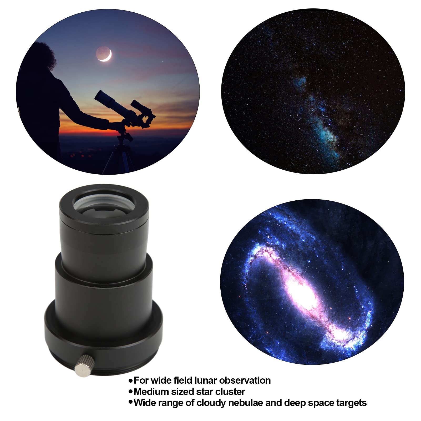 Lentilles Barlow pour Télescope 2X, Lentille Barlow en Métal Entièrement Multicouche de 1,25 Pouces avec Interface de Connexion de Caméra à Filetage M42/M35, pour L'observation