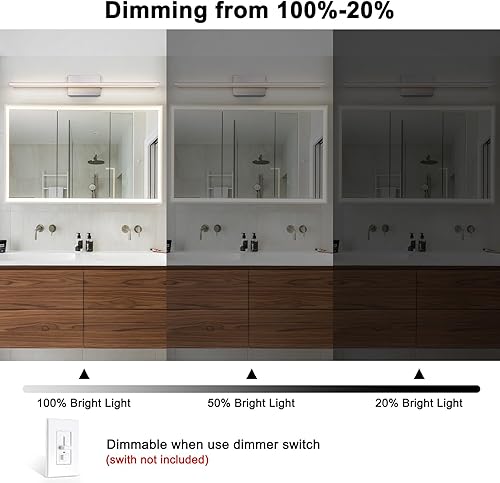 Miniatura 7 de Luz LED de níquel cepillado para accesorios de iluminación de baño, sobre espejo, barra de luces de tocador de baño modernas de 24 W, 5 CCT, luces