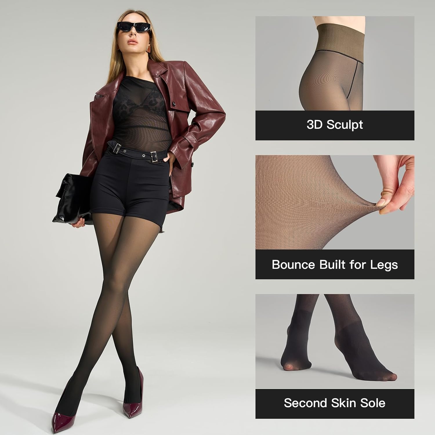 Yilanmy Fleece Lined Tights Women High Waist Thermal Warm Tights Shaping Fake Translucent Skin Colored Leggings for Winter - Image 2