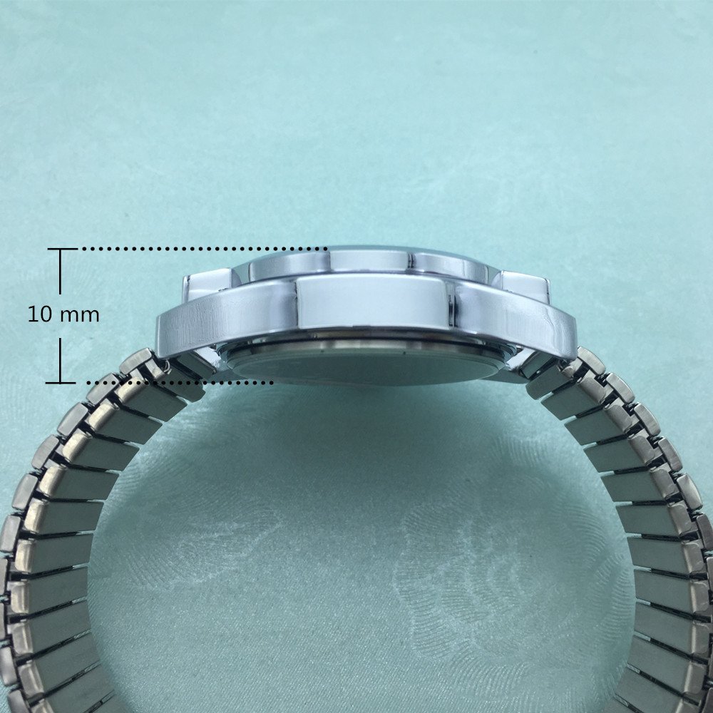 Orologio Tattile al Quarzo per Non Vedenti o gli Anziani con Bracciale Elastico,Quadrante Rosa