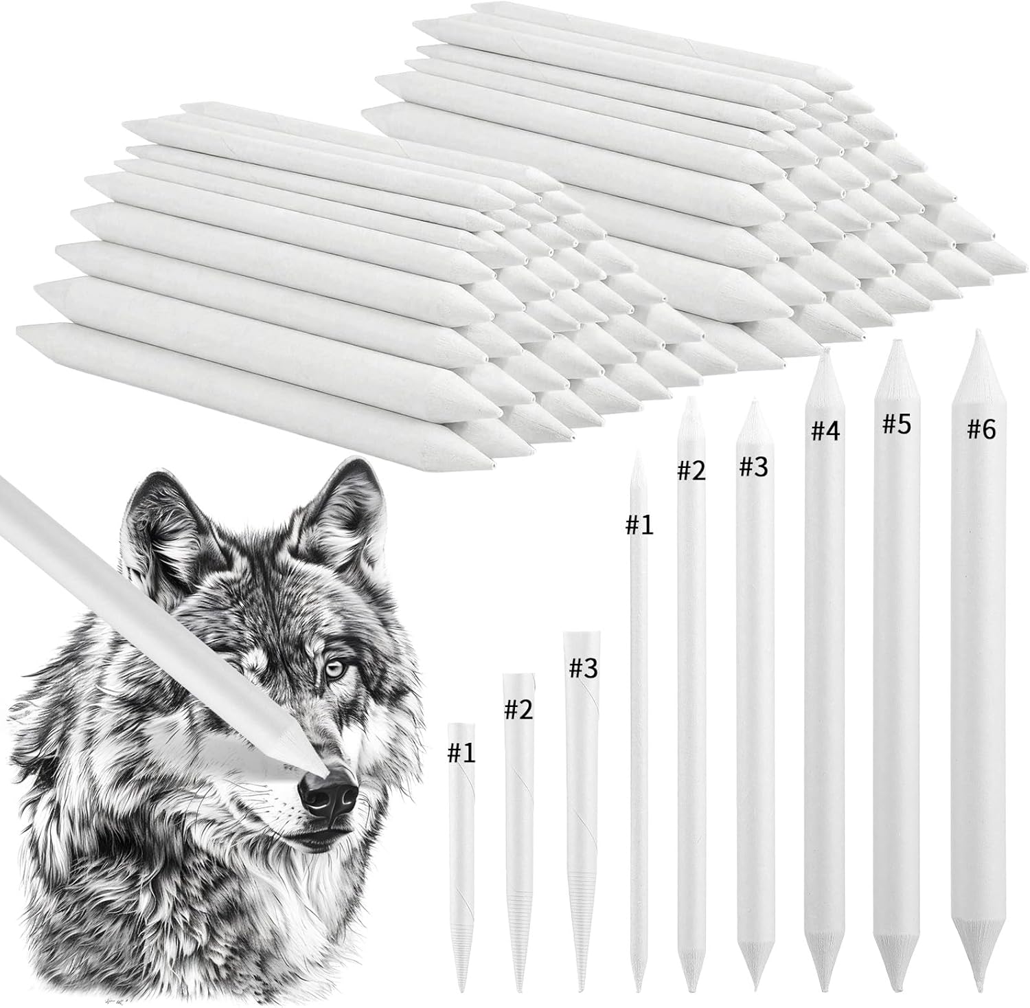216 Pcs Blending Stumps and Tortillions Set, 9 Sizes Blending Pencils for Sketch Drawing, Shading, Pastel, Graphite, White Drawing Sketching Supplies for Artists