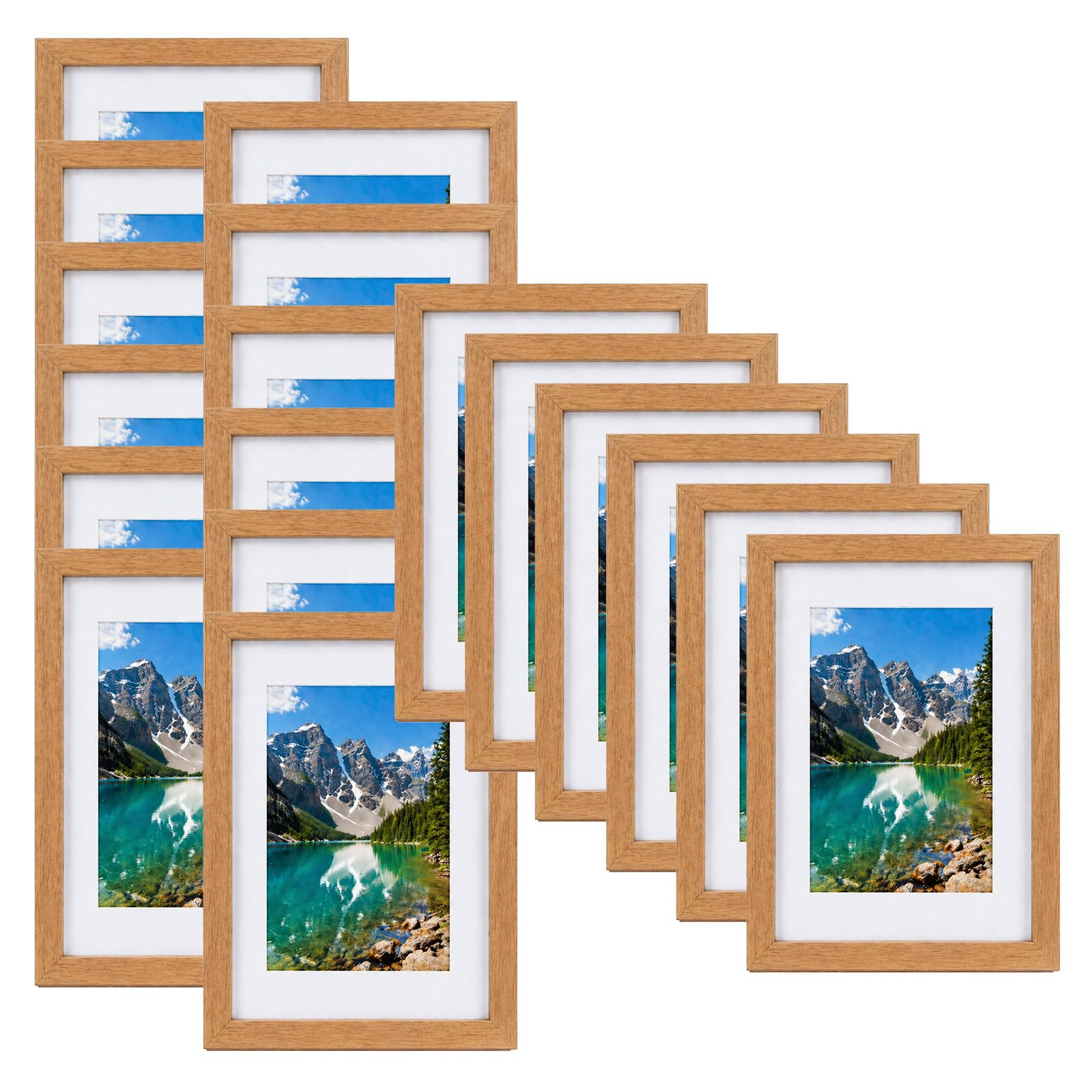 BREEZENEST A5 Photo Frames 18pcs Picture Frames Wood Pomelo