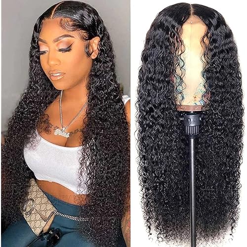 WENYU Lace Front Wigs Human Hair Curly 13x4 Lace Frontal Human Hair Wigs for Black Women Human Hair Pre Plucked with Baby Hair 150% Density Brazilian Curly Lace Front Wigs Human Hair 9A Natural Black (22 Inch, Curly 13x4 Lace Front Wig)
