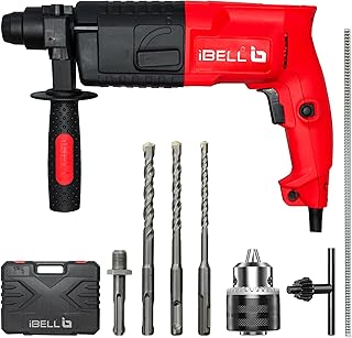IBELL Rotary Hammer Drill RH20-23, 500W, Copper Armature, SDS Plus Chuck 20mm, 850RPM, Impact Rate 3900/min, Energy 1.5J (Red)
