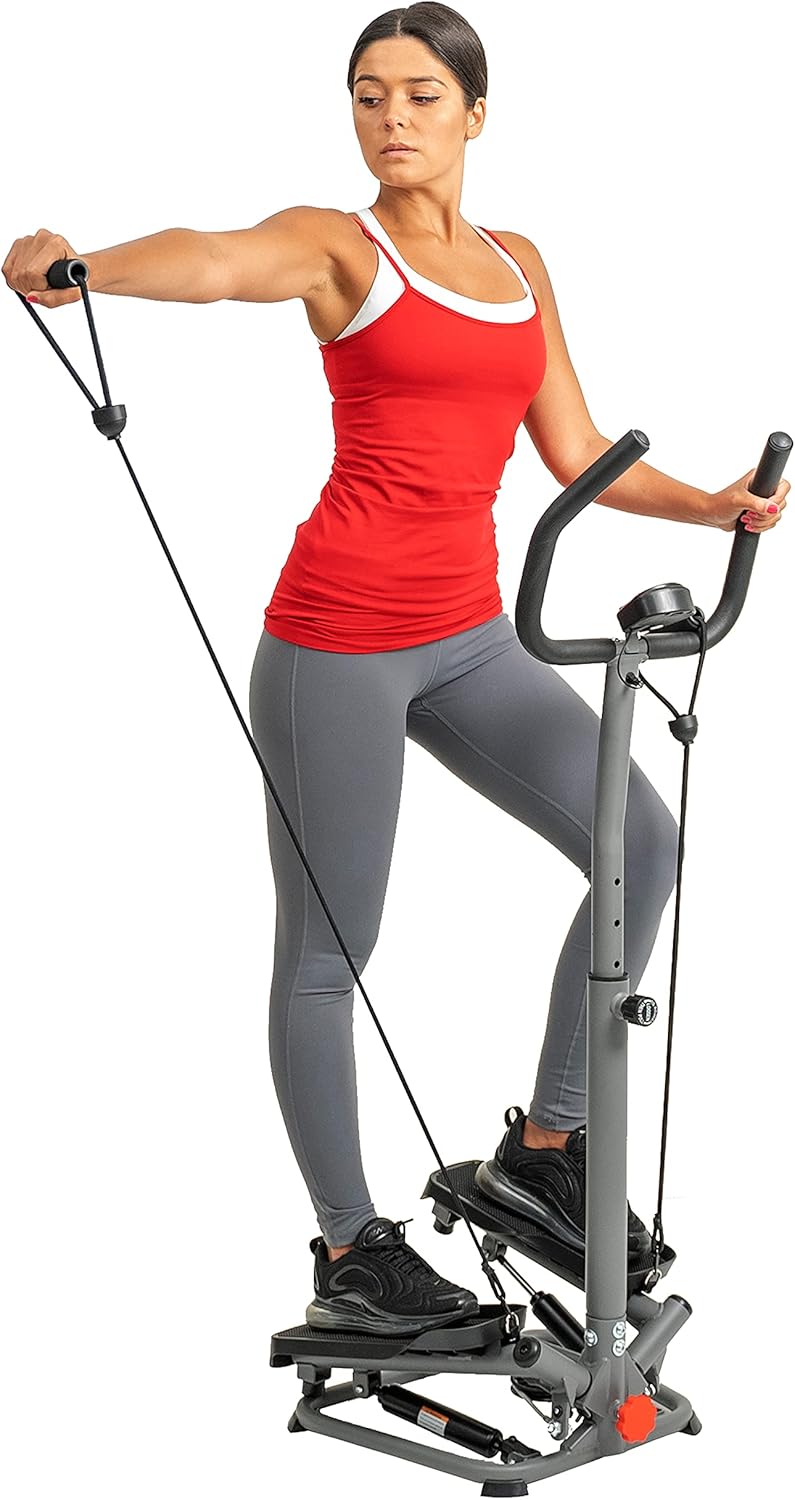 Sunny Health & Fitness Handlebar Fitness Step Machine with Resistance Bands - SF-S020065 : Sports & Outdoors