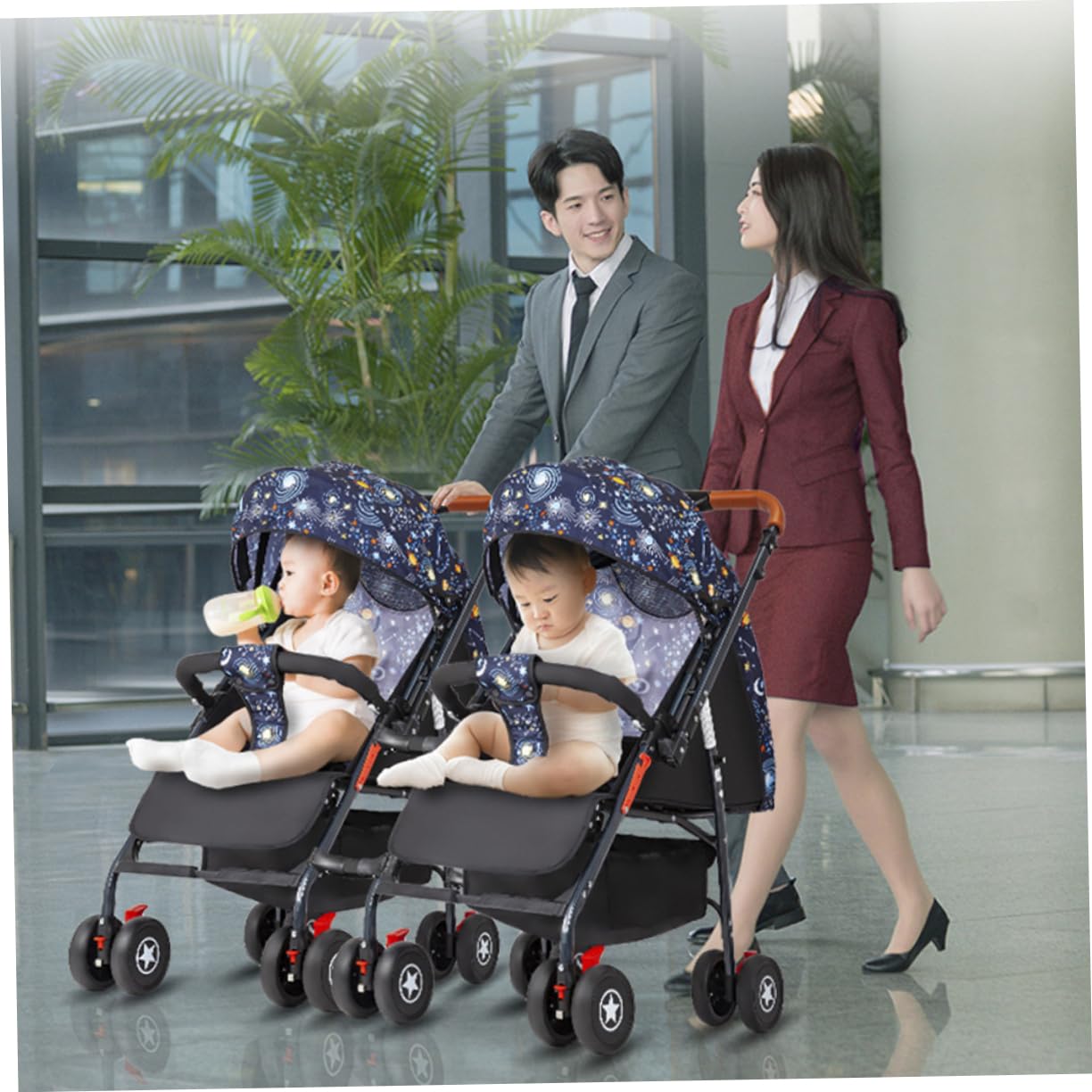 2pcs Stroller Connector for Twins Lightweight Outdoor Dual Stroller Attachment for Walk