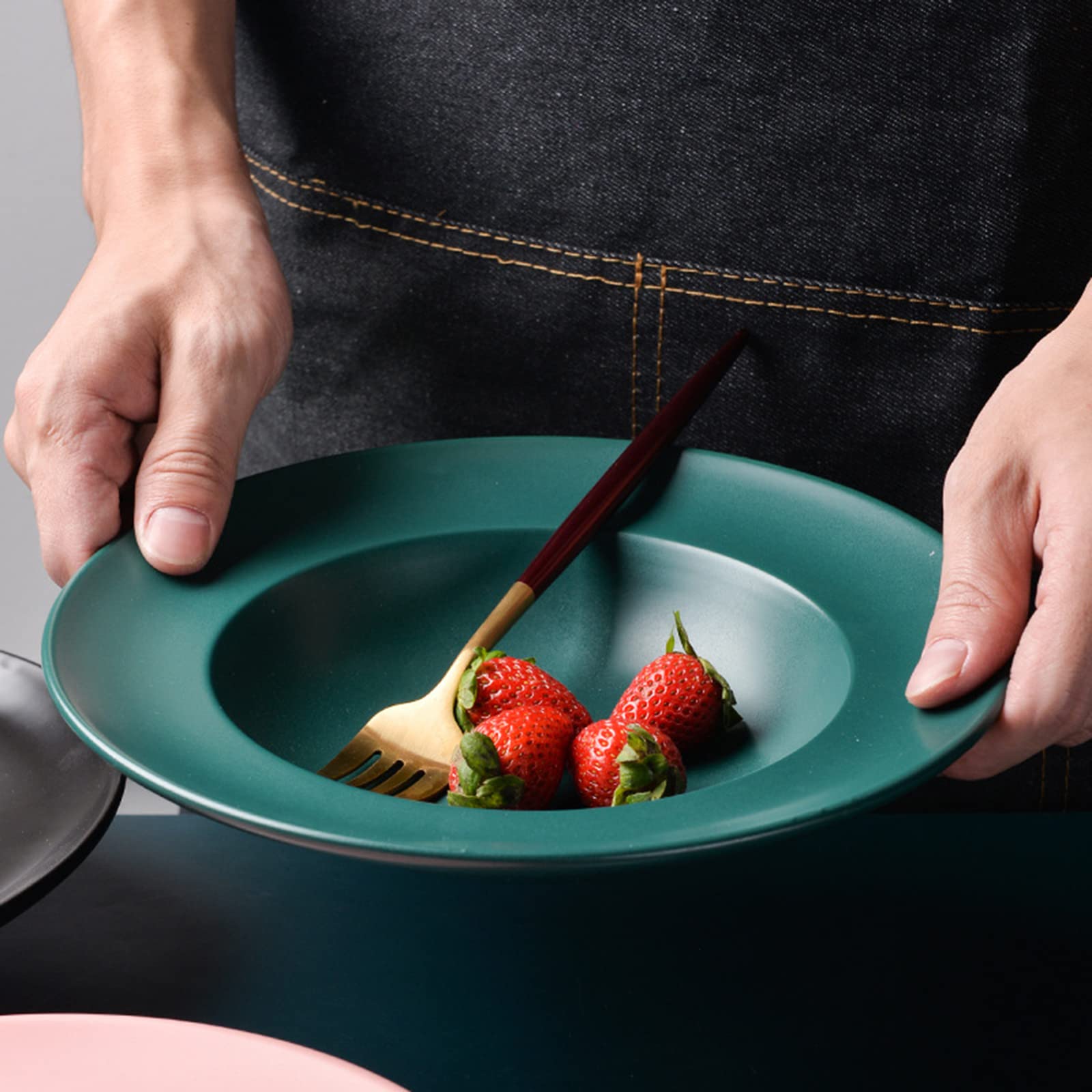 Suppenteller, Pastateller, rund, tief, Porzellan, Pastasuppenschüssel, Speiseteller für Suppe, Pasta, Frühstück, Nudeln, Reis, Obst, Dessert, Geschirrspülmittel