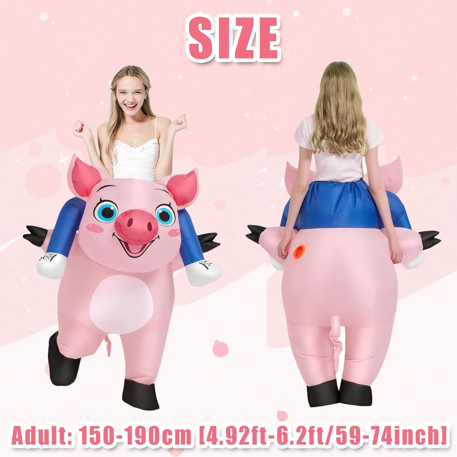 Inflatable Costume Adult Halloween Inflatable Pig Costume for Men Women Blow Up Ride on Piggy Animal Costumes for Halloween Cosplay Party