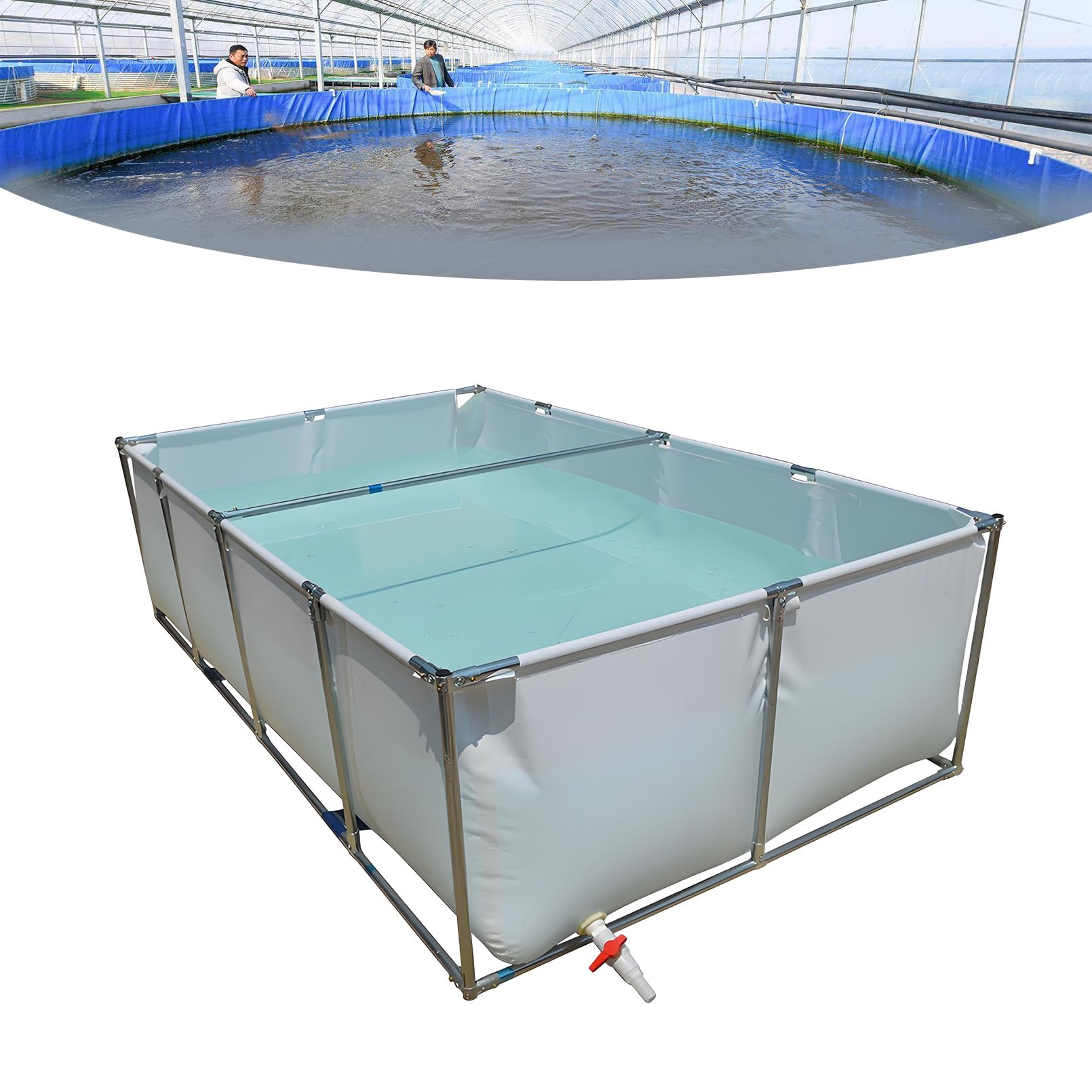 Piscina fuori terra con tela in PVC resistente, ideale per acquacoltura e nuoto, protezione solare e resistenza agli strappi per uso in giardino