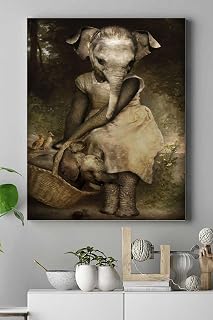 Postermanya (pster16023) Anne Fil Ve Yavrusu Sanatsal Kanvas Tablo 21 x 30