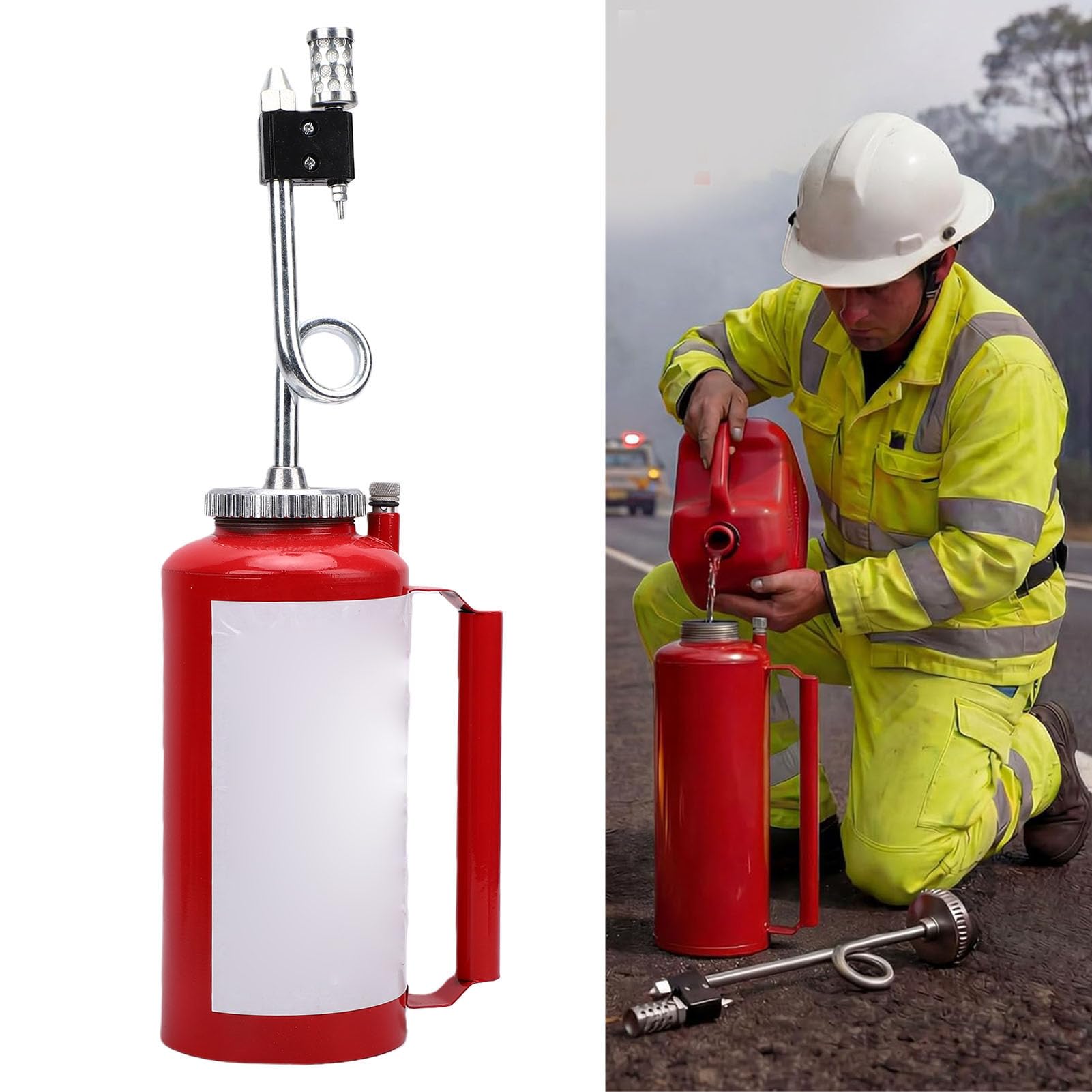 banapoy Antorcha de Goteo Forestal 5L, Antorcha de Goteo de Doble Fondo de Hierro Fundido Resistente para Quemar, Trampa Válvula de Retención, para Incendios Forestales