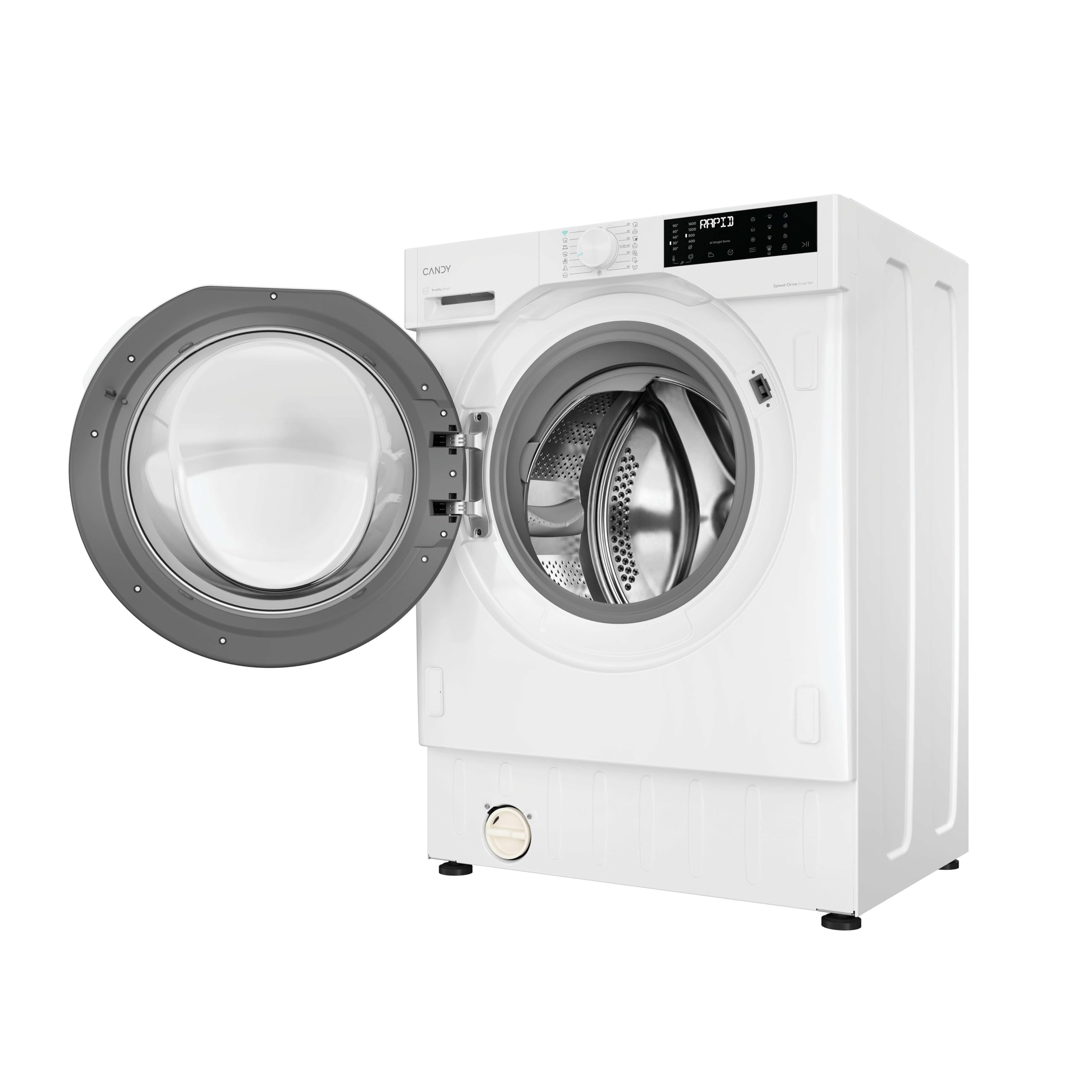 Candy Pro-Wash 400 BC4S68M6D8J-S, Lavatrice 8 KG, 1600 Giri/min, Display Digitale, Connettività WIFI, 16 cicli, Motore Inverter, Inizio differito 24H, Blocco Bambini, Rilevatore KG, Bianco