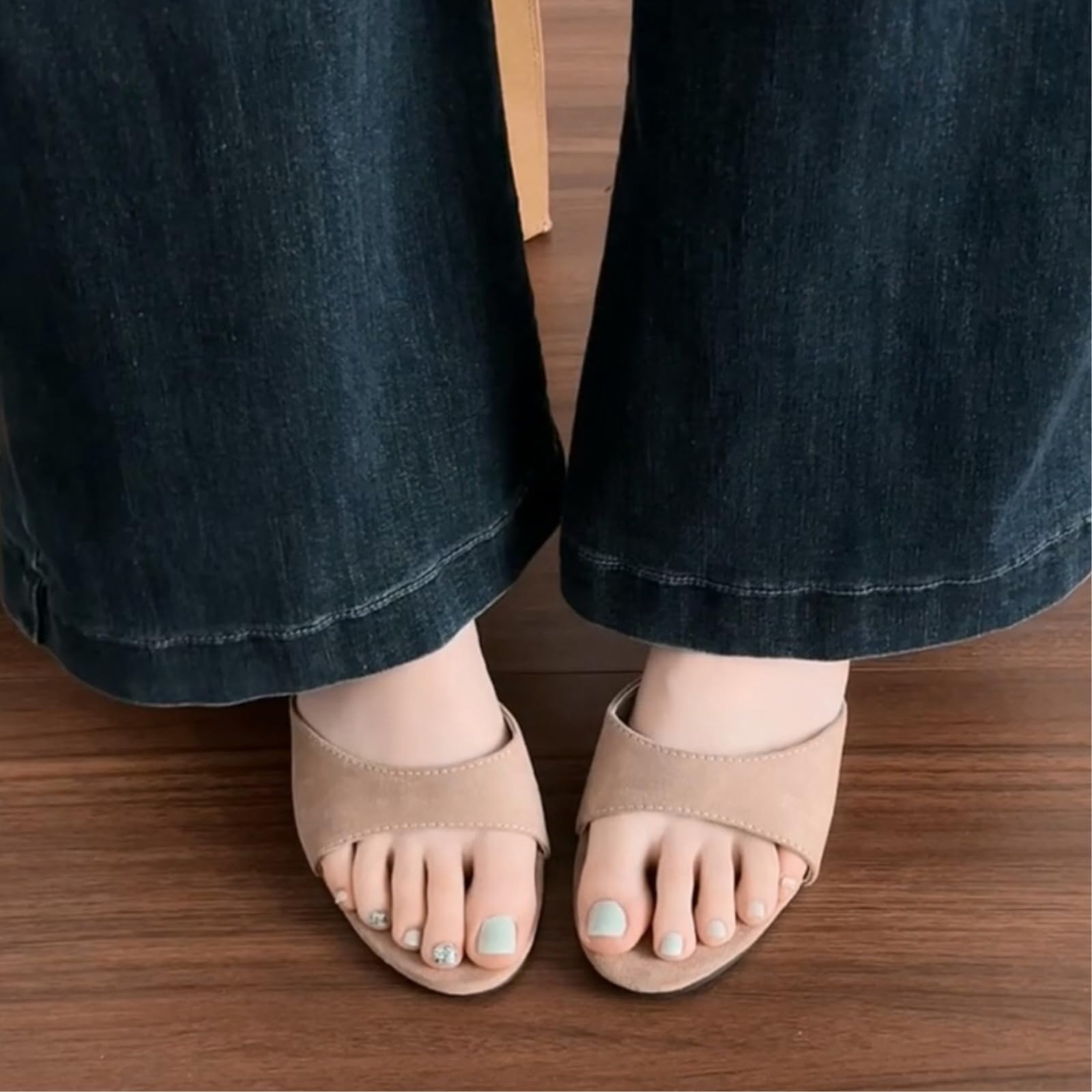Damskie kapcie mule obcas kotek z rumianku, ślizganie się po slajdach eleganckie na co dzień, letnie wakacje plaża impreza sukienka buty dla kobiet-apricot-39