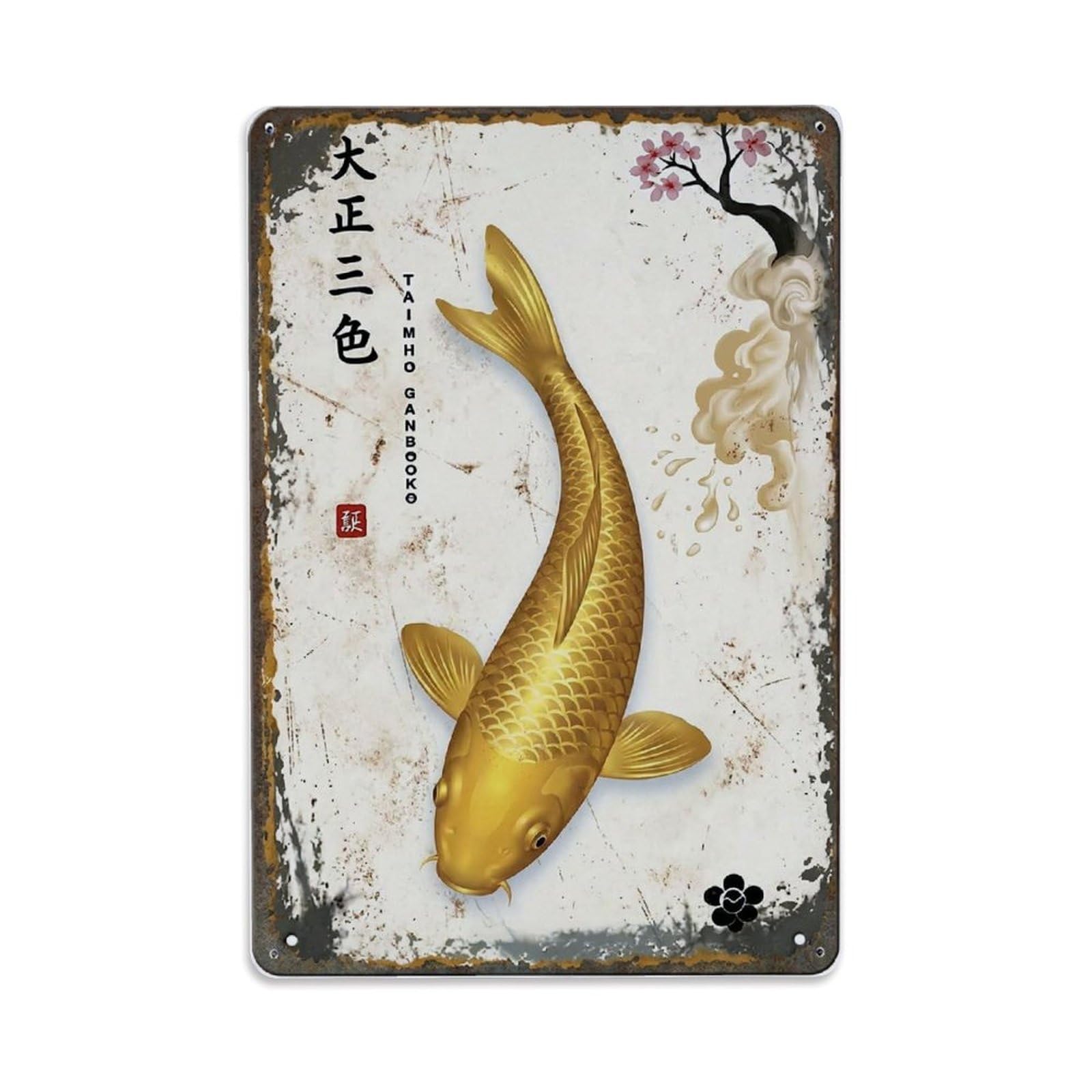 Radiant Garden Koi Metal Tin Sign Plaque Wall Decor for Cafe, Club Bar, Office, Home Garden Metal Poster 8x12Inch