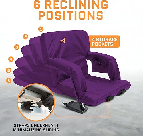 Miniatura 5 de Asientos de estadio con calefacción para gradas con respaldo Batería USB incluida 3 niveles de calor mejorados Silla plegable 4 bolsillos para