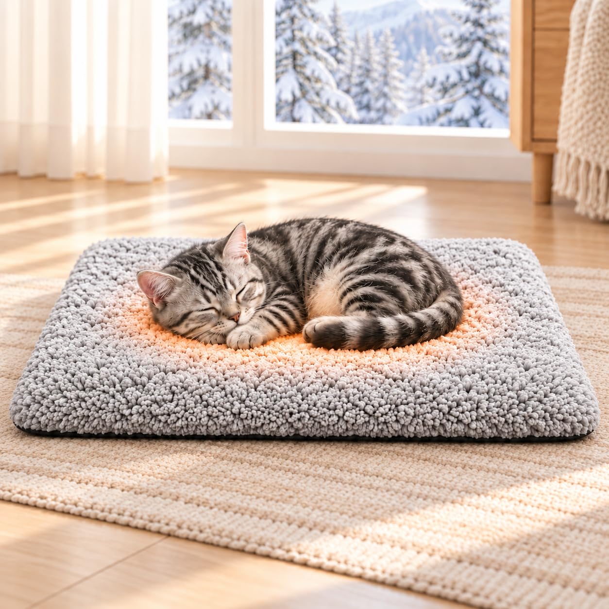 Self Warming Cat Bed, Self Heating Thermal Pet Mat for Indoor Cats, 50x40cm