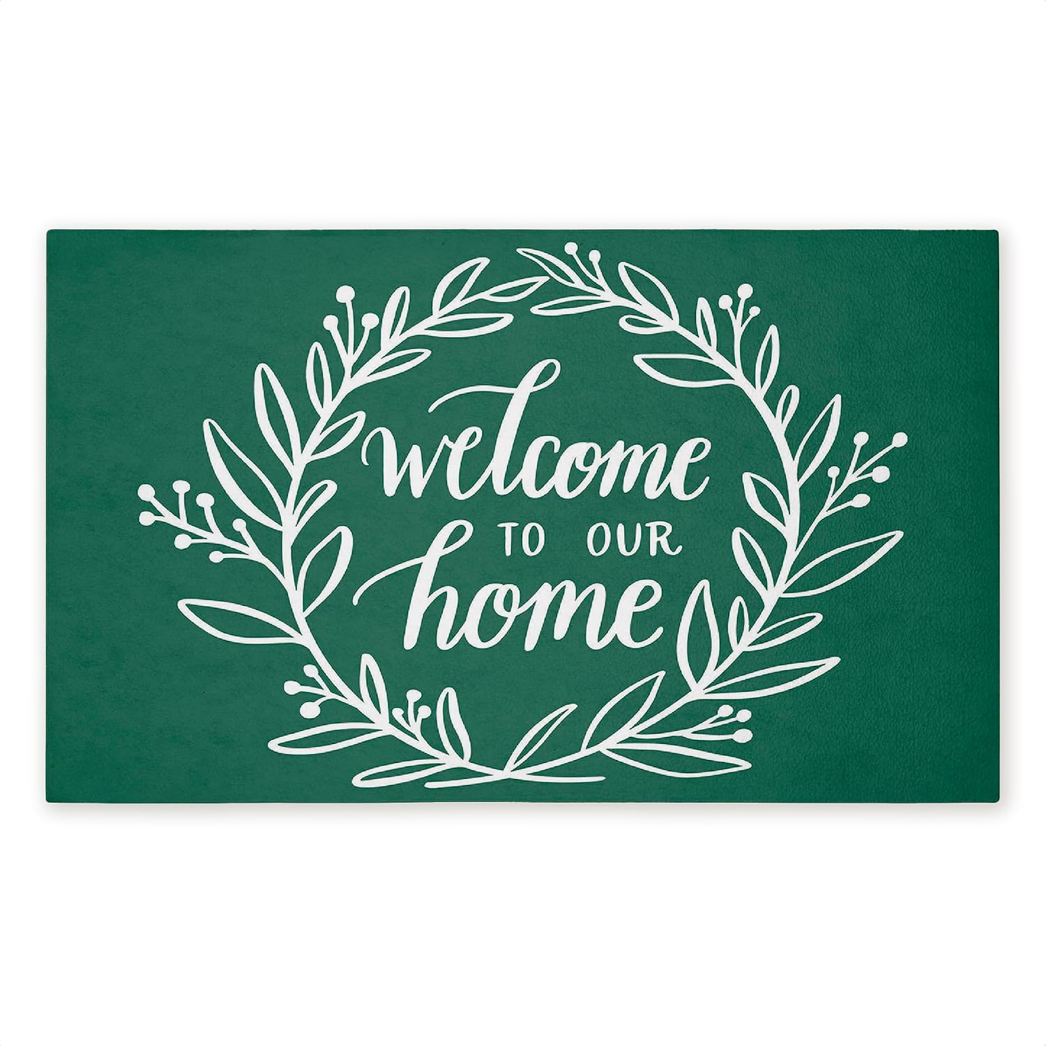 Stupell Industries Farmhouse Welcome on Green Outdoor Door Mat, Durable Non-Slip Unwoven Mat with Recycled Rubber Backing, Weather-Resistant Rustic Farmhouse Welcome Design by Amanda McGee, 18"x30"
