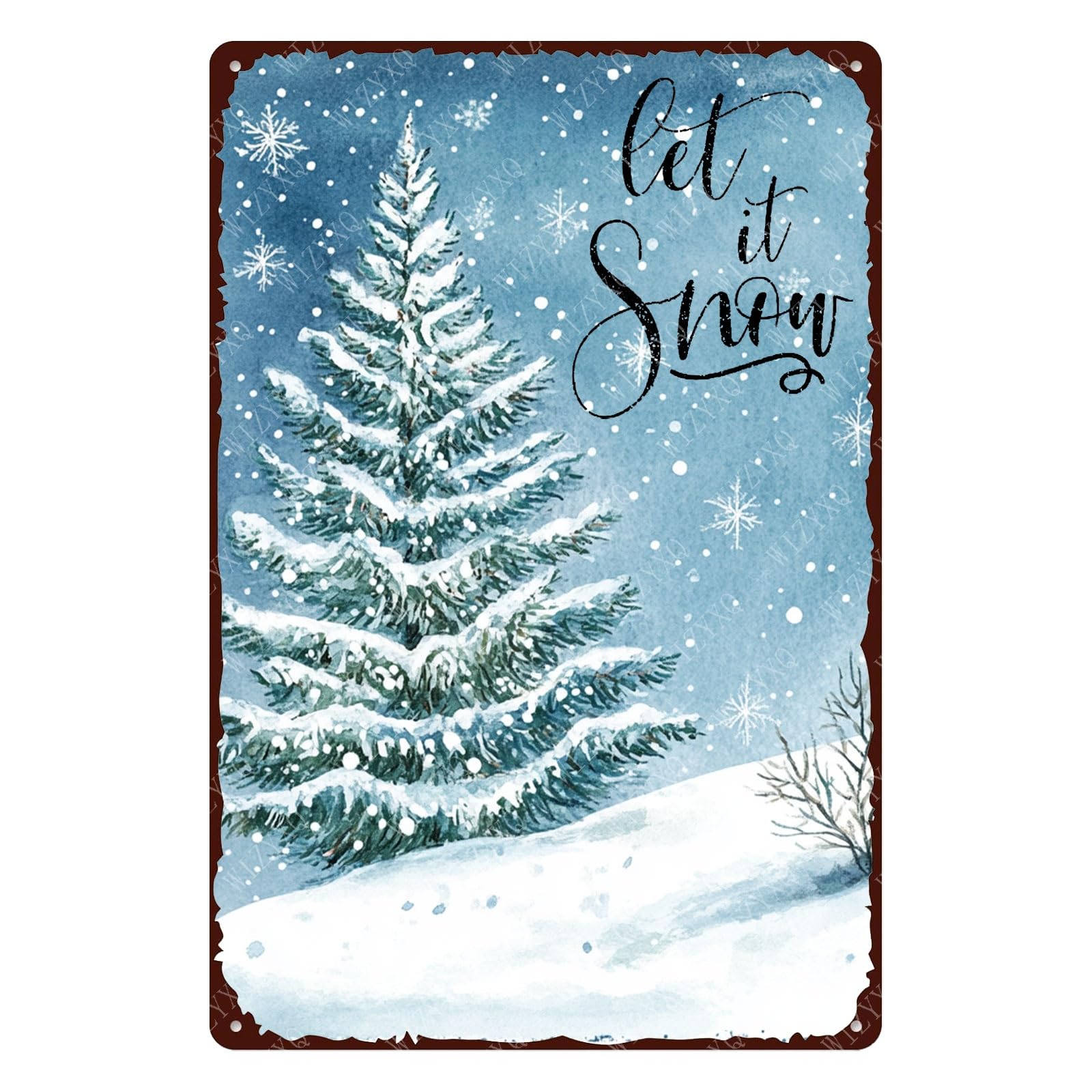 Anceky Tin Signs Let It Snow Metal Signs Winter Aluminum Sign For Home Cafe Bar Yard Office Wall Decor 8x12 Inch