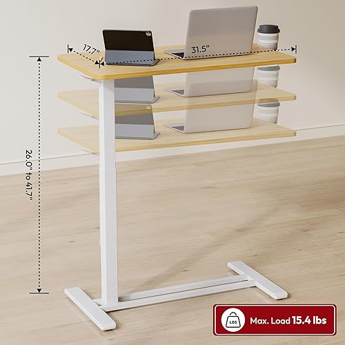 Vista 28 de SANODESK Mesita de noche médica ajustable con ruedas ocultas, mesa de escritorio neumática para computadora portátil de pie con bandeja, hospital