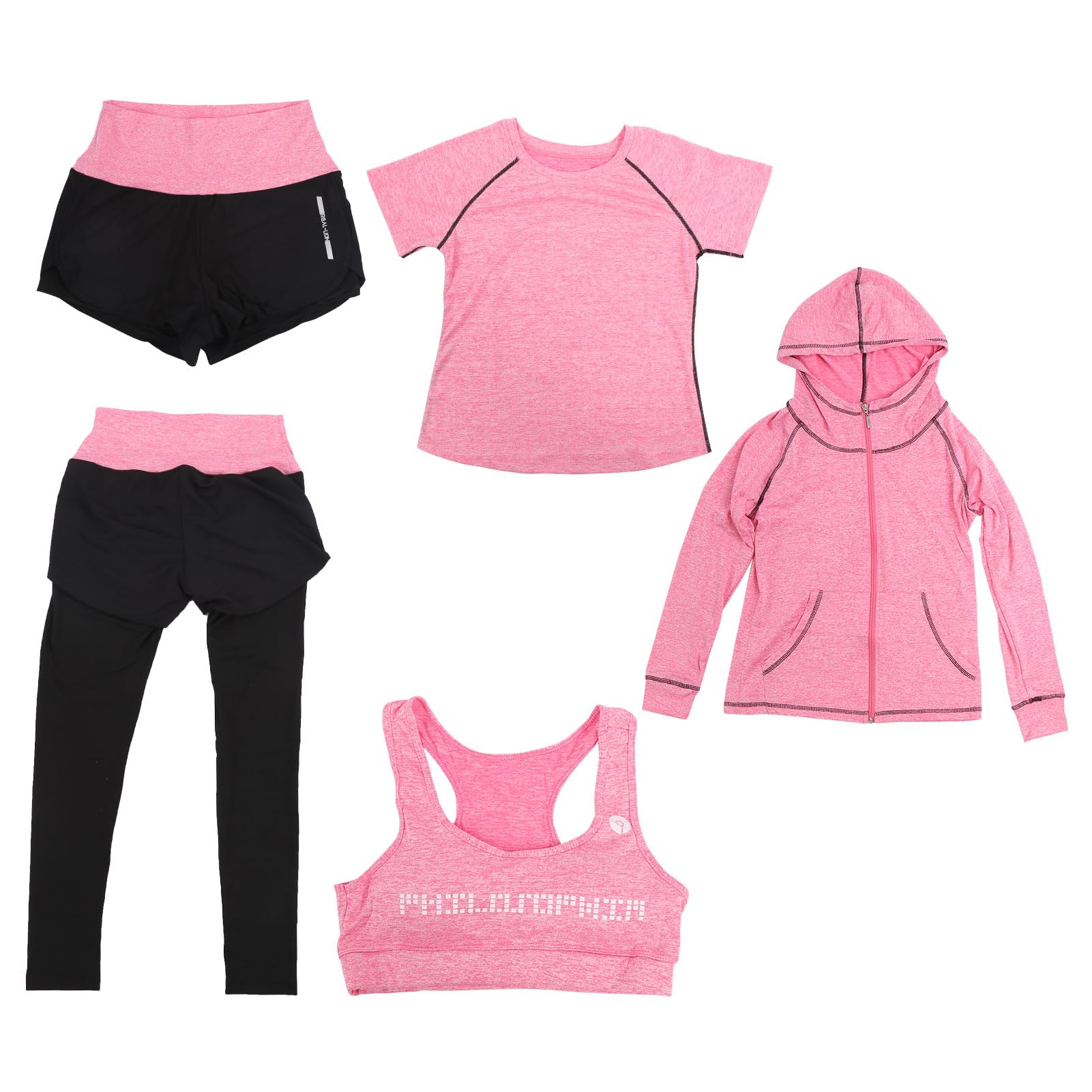 Set da Yoga Confortevole Elasticizzato 5 Pezzi Abbigliamento Sportivo da Palestra per Donna, Leggings Adatti per gli Appassionati di Fitness