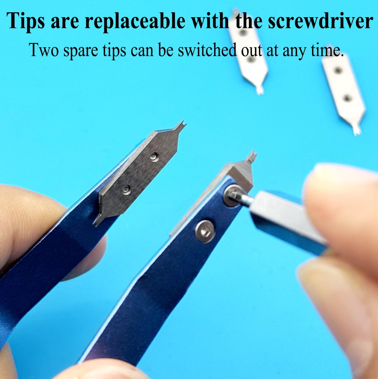 V Shaped Spring Bar Tweezer, 5 in 1 Metal Wristwatch Spring Bar Removal Tool Kit with 2 Spare Fork Tips, Hexagonal Wrench and Cleaning Cloth for Repairer and Watchmaker