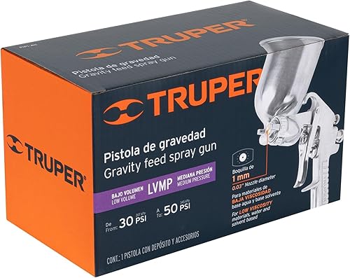 Miniatura 5 de Pistola wpintura LVMP gravedad, aluminio de vidrio, boquilla de 0.039 in