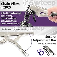 Vista 4 de Swpeet 2 alicates de abrazadera de cadena de bloqueo de acero de aleación resistente de 9 pulgadas con cadena de 20 pulgadas, herramienta de filtro