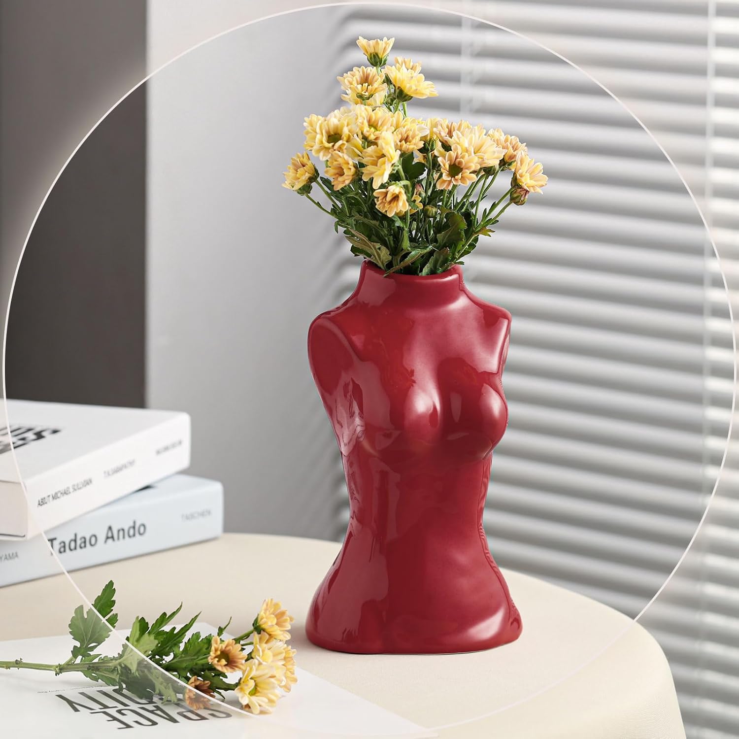 hjn Female Body Vase- Flower Vase fo Decor,Ceramic Vase for Flowers, Red Decor Vases Woman Shape Vase for Living Room/Home Decor Accents/Bookshelf/Mantel-Red Female Vase- Red image 2 of 6 B0CF5916FS