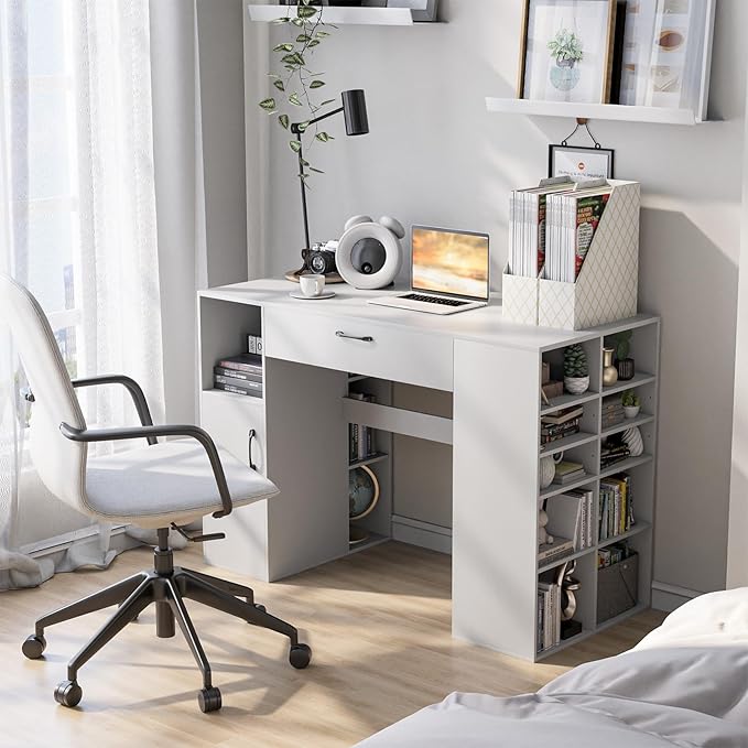 Giantex Craft Table with Storage in a room