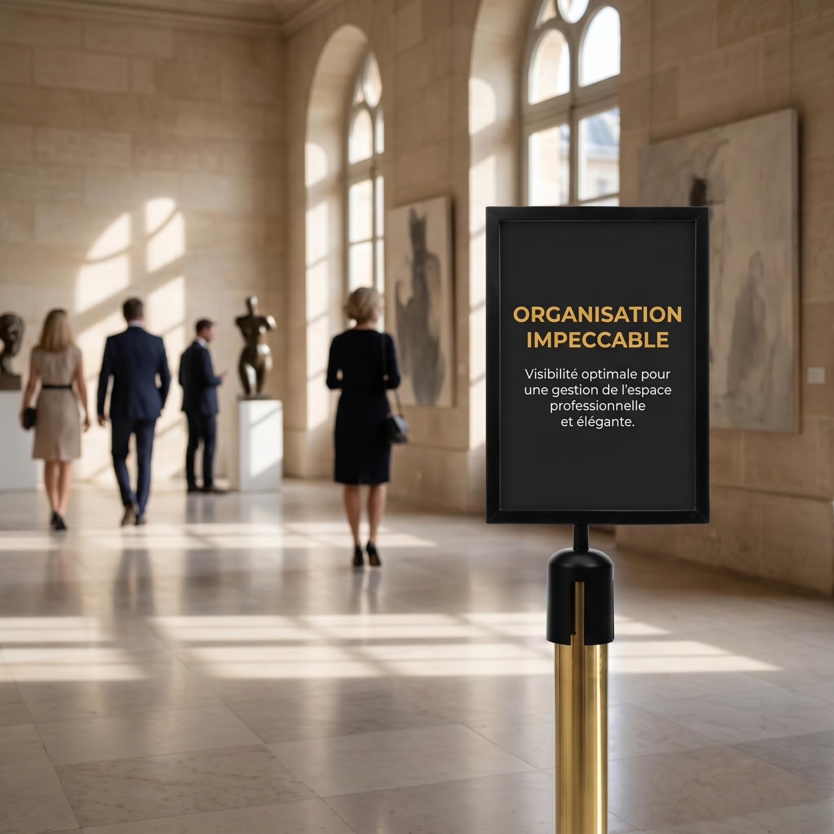 Visiter la boutique Tofficu Visiter la boutique, Porte-Affiche A4 Vertical en Acier Inoxydable, Support pour Poteau de Guidage à Sangle Rétractable, pour Bureau, Aéroport et Espaces Publics