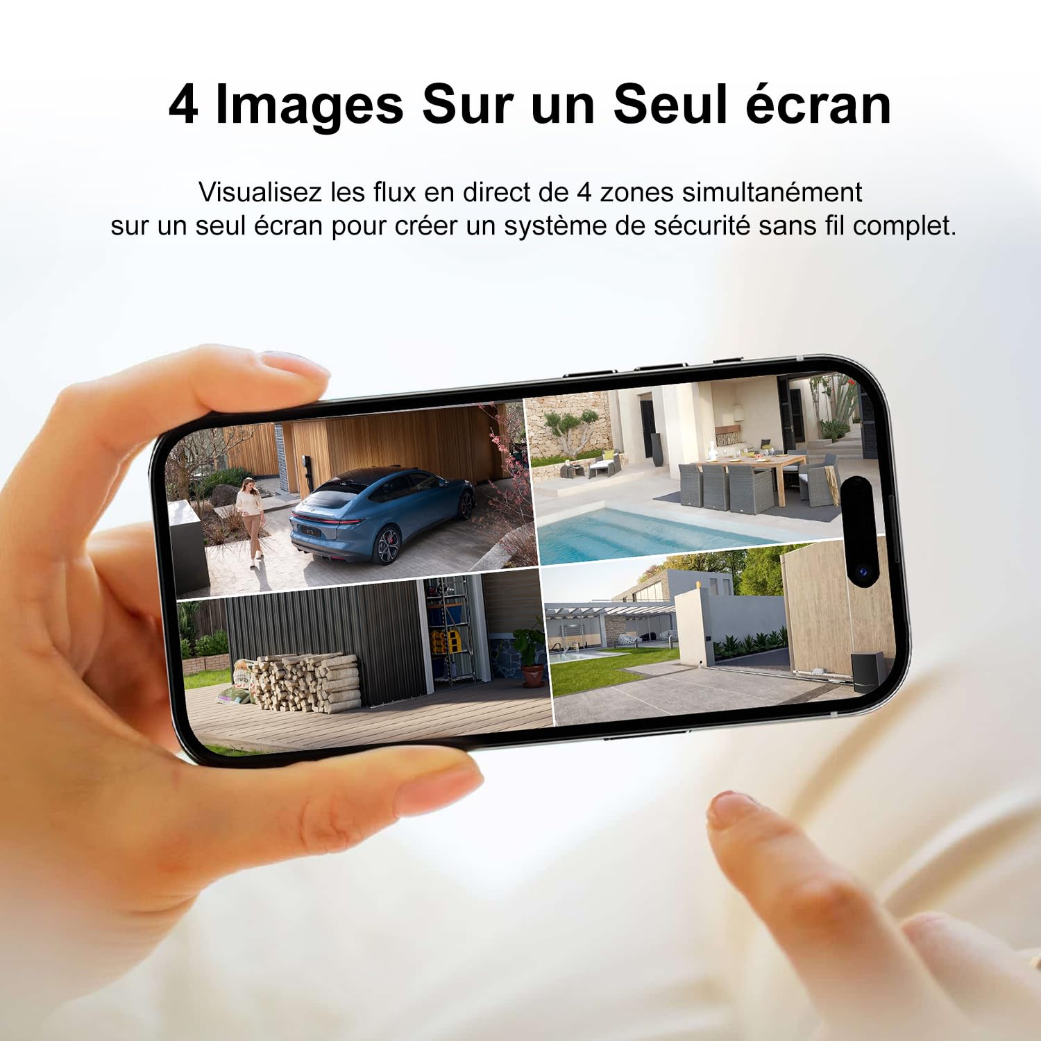 2K Camera Surveillance WiFi Exterieure sans Fil Solaire, 166° PIR