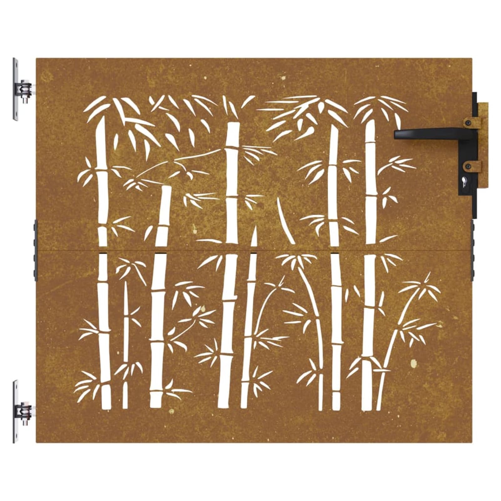 Festnight Puerta de Jardín 85 x 75 cm, Puerta de Jardín de Acero Corten, Puerta Exterior, diseño bambú