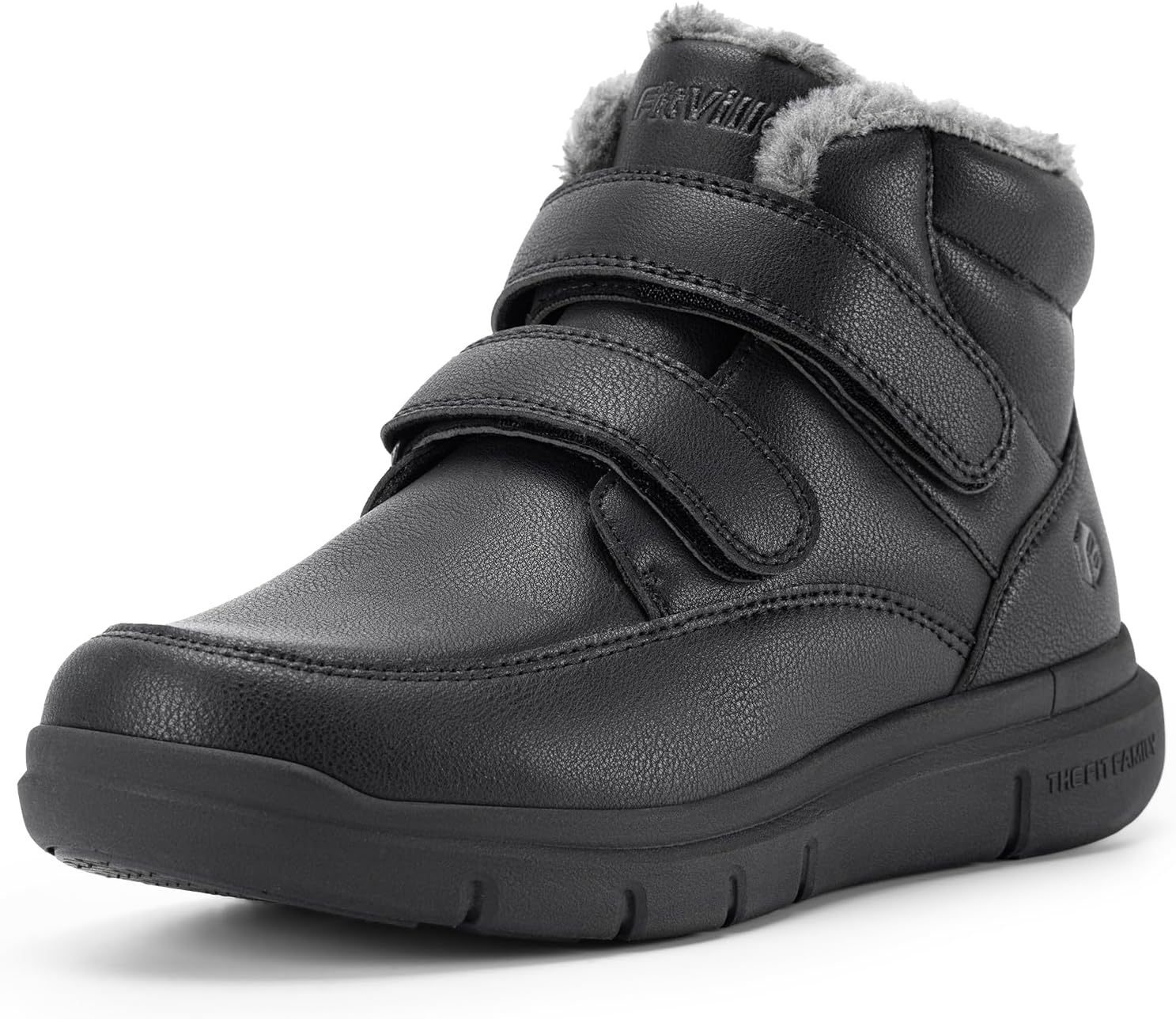 FitVille Extra Wide Men’s Winter Boots Wide Width Snow Boots for Men Anti-slip Lightweight Fur Lined Boots with Hook and Loop
