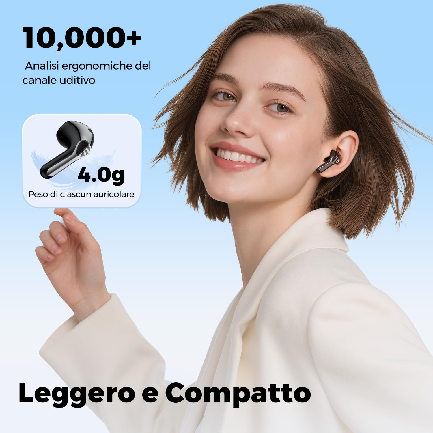 SoundPEATS Air6 HS Cuffie Bluetooth 6.0 Semi-in-ear, Auricolari Wireless con LDAC Hi-Res, Driver 13mm, 45 Ore Autonomia, Ricarica Rapida, 2MIC ENC, IPX5, Leggeri 4g