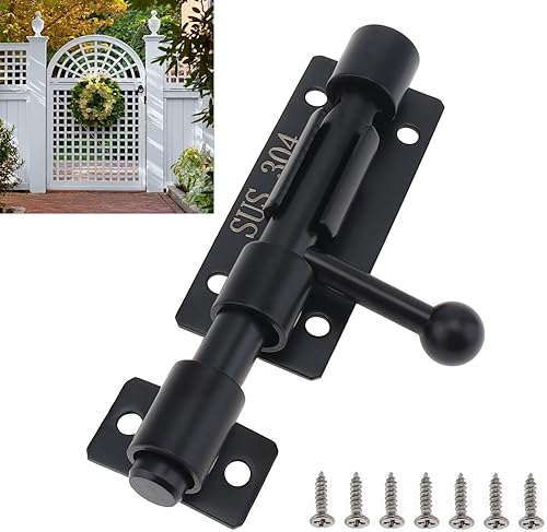 Miniatura 9 de Pestillo de puerta de perno deslizante, paquete de 2 cerrojos de acero inoxidable 304 de 4 pulgadas con orificio de candado de 0.315 pulgadas, perno