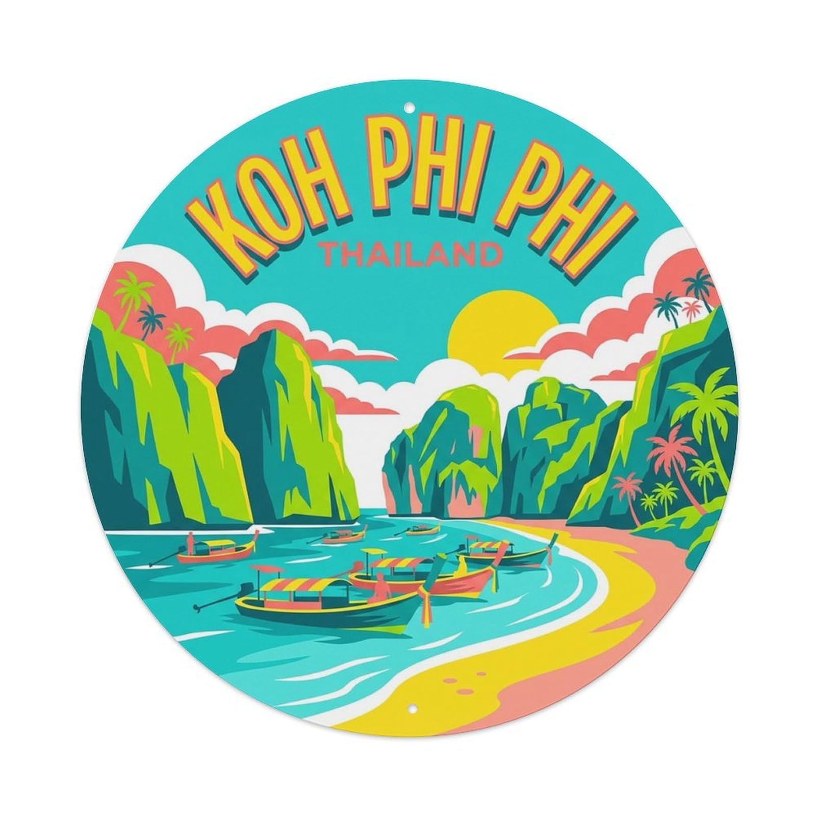 Vintage Travel Thailand Koh Phi Phi Metal Tin Sign