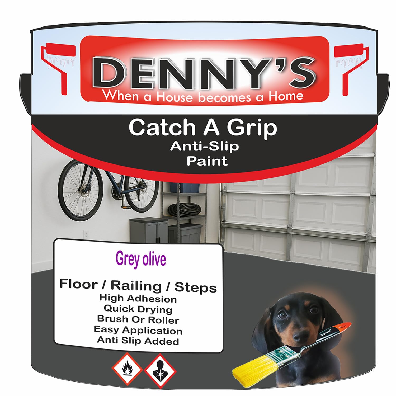 SCOOBYS PAINTS BACK IN THE MIX Catch A Grip Anti Slip Floor Paint – Non Slip Coating for Steps, Railings & Garages – 170 Colours, High Adhesion, Quick Dry, Multiple Sizes (Grey olive, 5 Litre Tin)