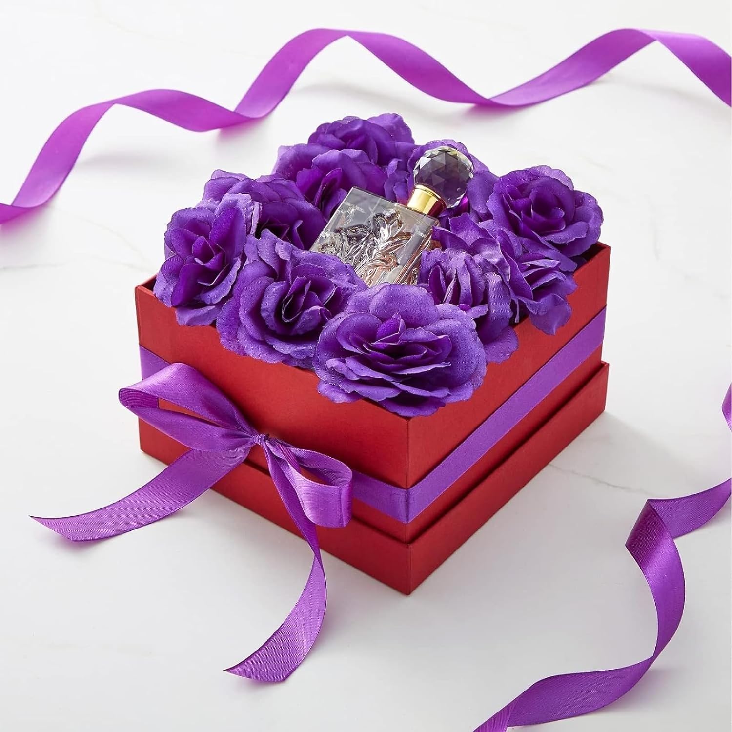 Bright Creations Artificial Roses Heads - 50 Pack, 3 in, Dark Purple Flowers, Stemless - Silk Roses for DIY Decor & Wedding Centerpieces - Image 2