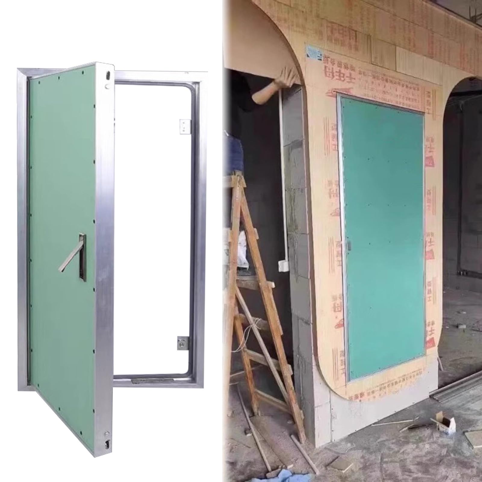 Drzwi wejściowe z płyty gipsowo-kartonowej, aluminiowa rama, panel dostępu do płyt kartonowo-gipsowych, na strych, garaż, osłonę ścian, do użytku wewnątrz i na zewnątrz